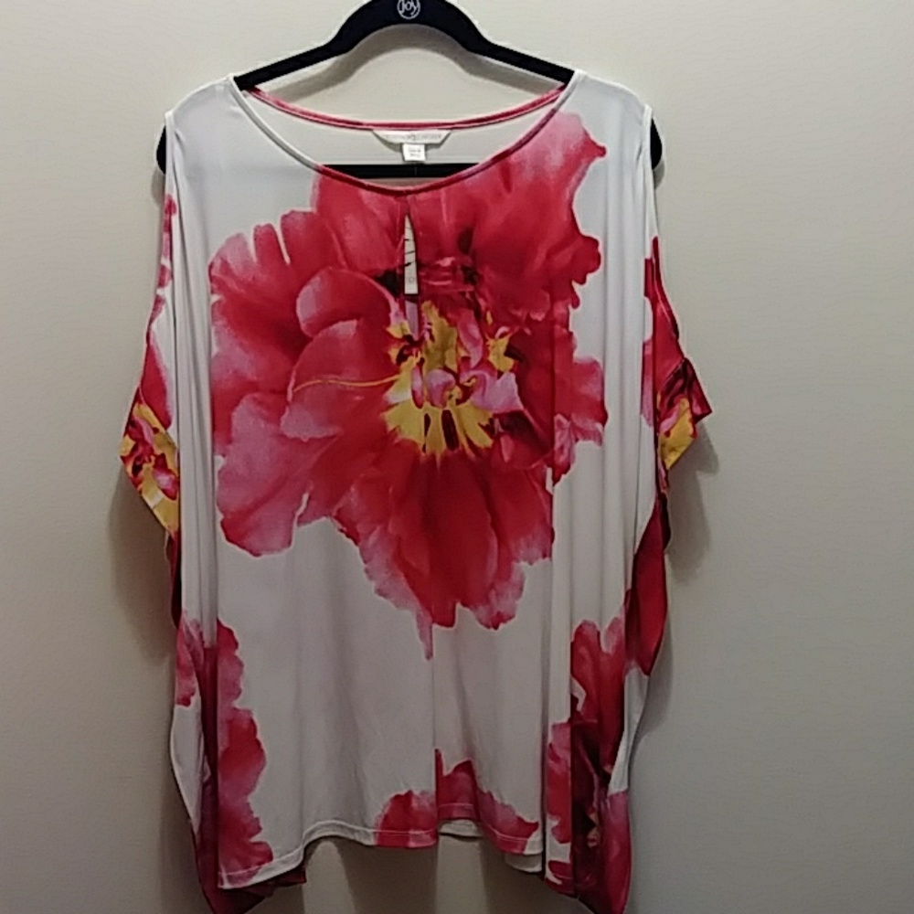 Peony Bloom Caftan Poncho Top M NWT